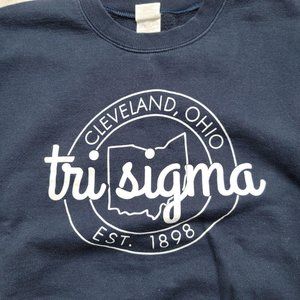 Tri Sigma Sorority Crewneck Sweatshirt Cleveland Ohio Navy Blue Cotton MED